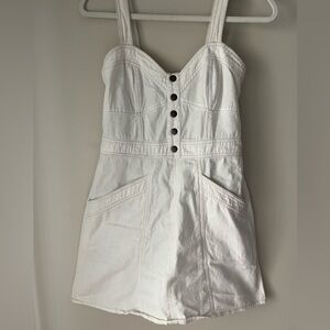 Japna White Button-Front Sweetheart Mini Dress